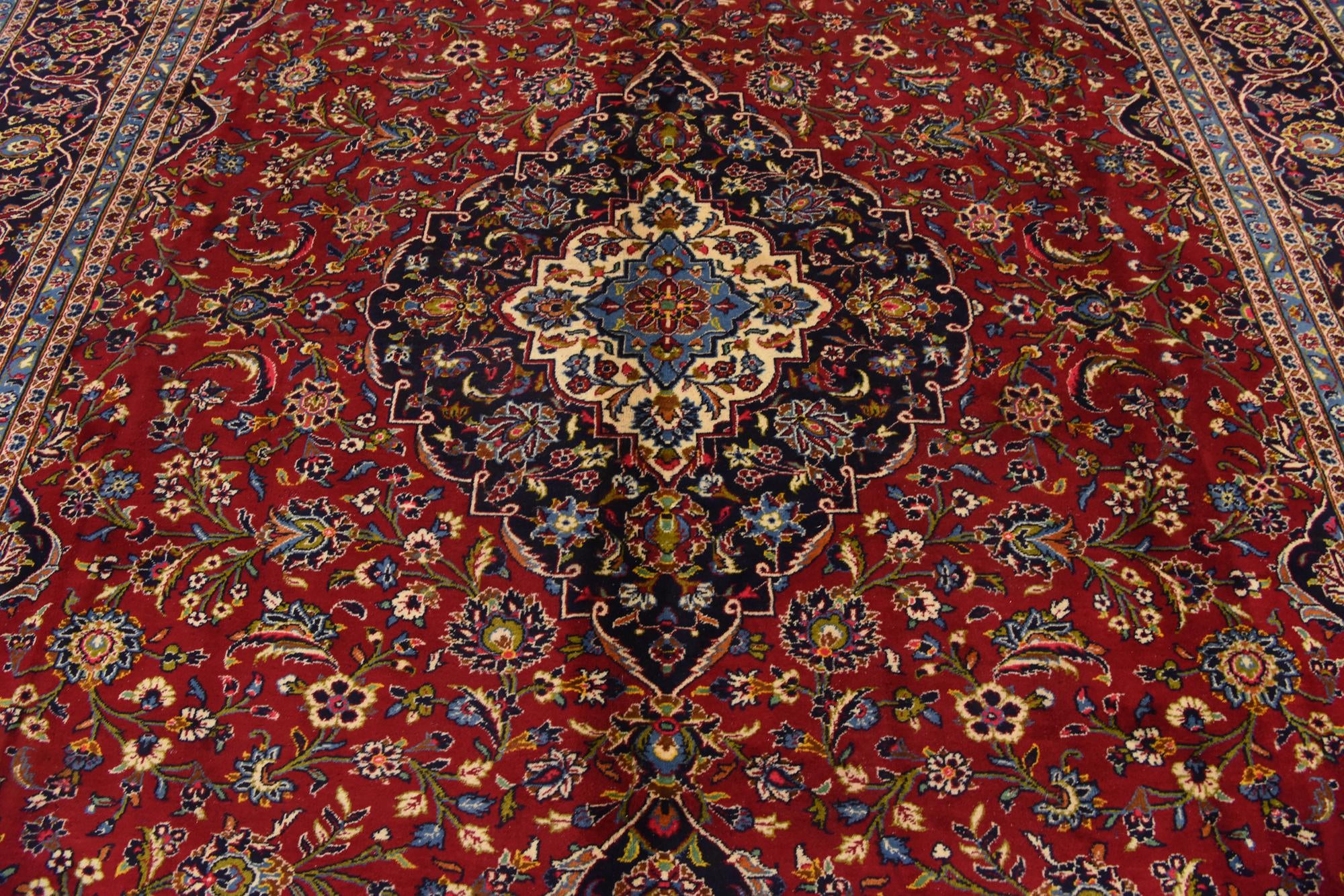 9' 10 x 12' 10 Hand Knotted Kashan Persian Wool Rug