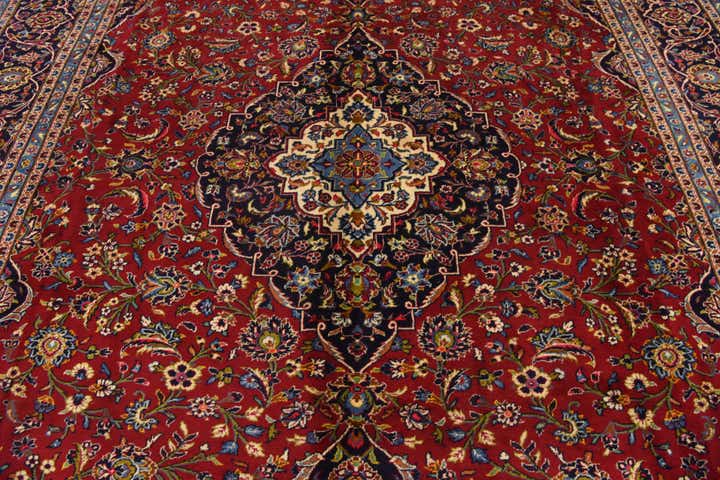 9' 10 x 12' 10 Hand Knotted Kashan Persian Wool Rug