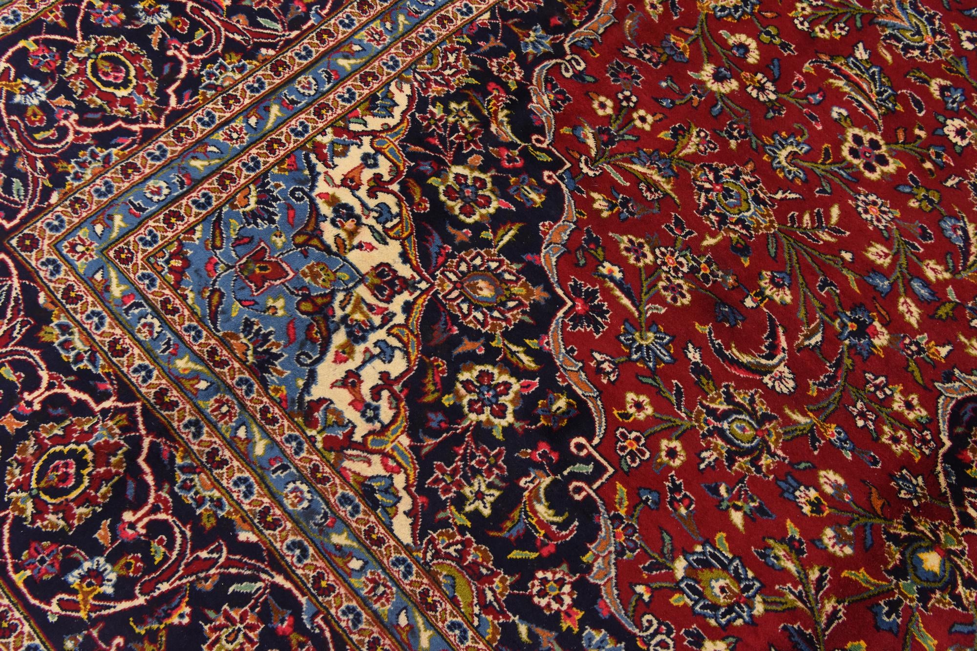 9' 10 x 12' 10 Hand Knotted Kashan Persian Wool Rug