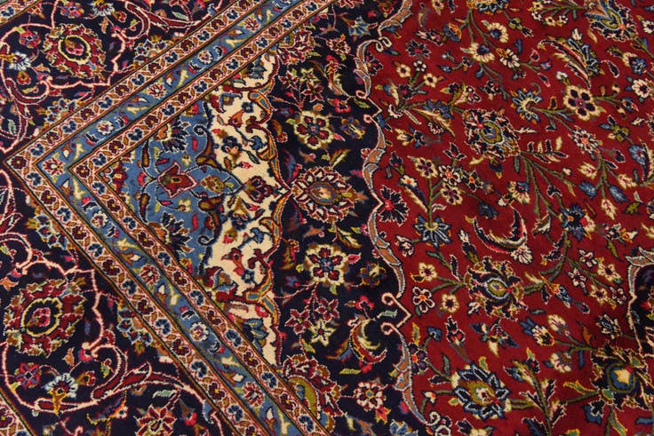 Detail image of 9' 10 x 12' 10 Hand Knotted Kashan Persian Wool Rug
