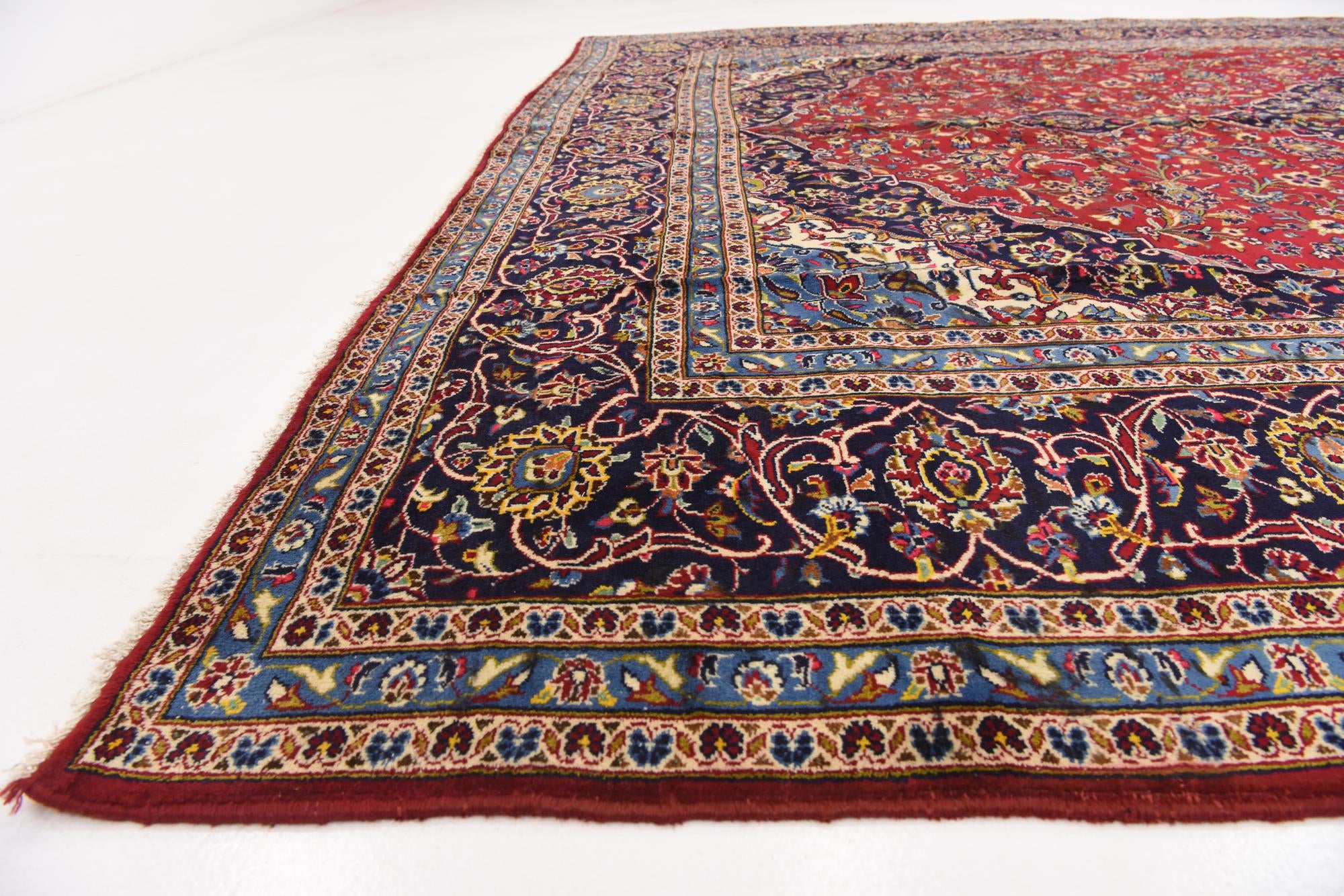 9' 10 x 12' 10 Hand Knotted Kashan Persian Wool Rug