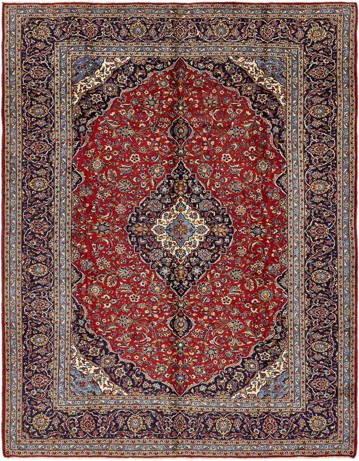 Detail image of 9' 10 x 12' 10 Hand Knotted Kashan Persian Wool Rug
