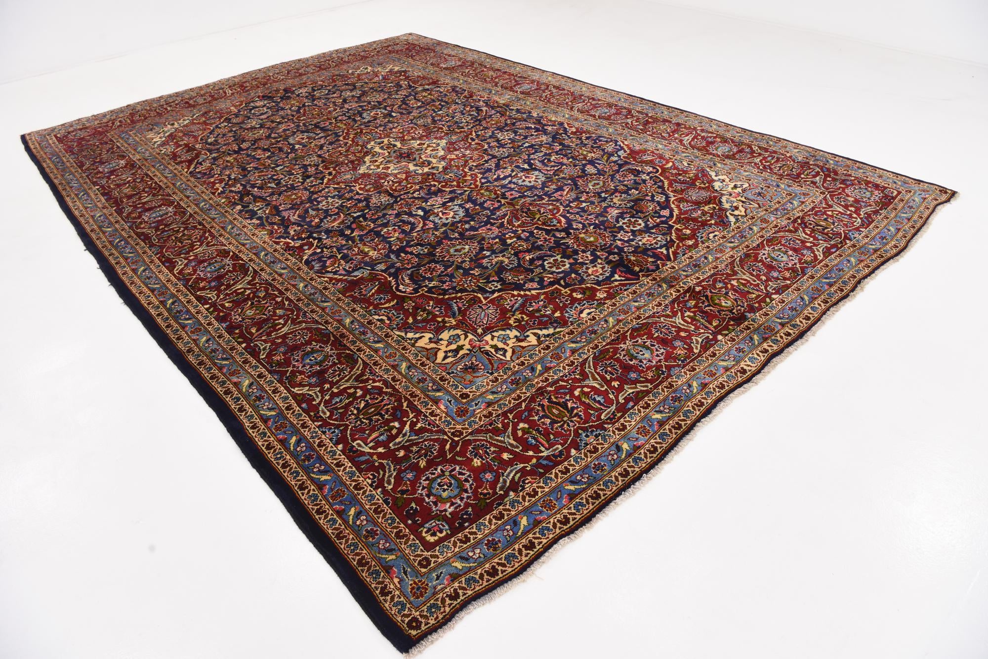 9' 10 x 13' 6 Hand Knotted Kashan Persian Wool Rug