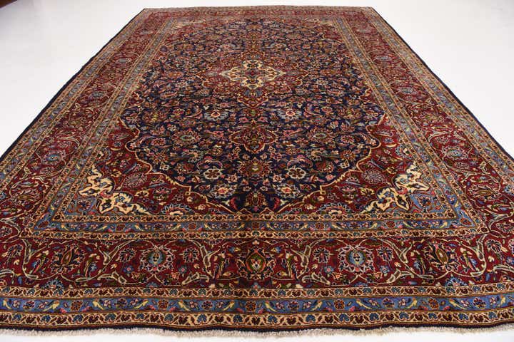 9' 10 x 13' 6 Hand Knotted Kashan Persian Wool Rug