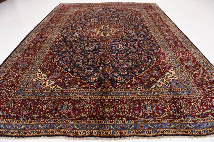 Detail image of 9' 10 x 13' 6 Hand Knotted Kashan Persian Wool Rug