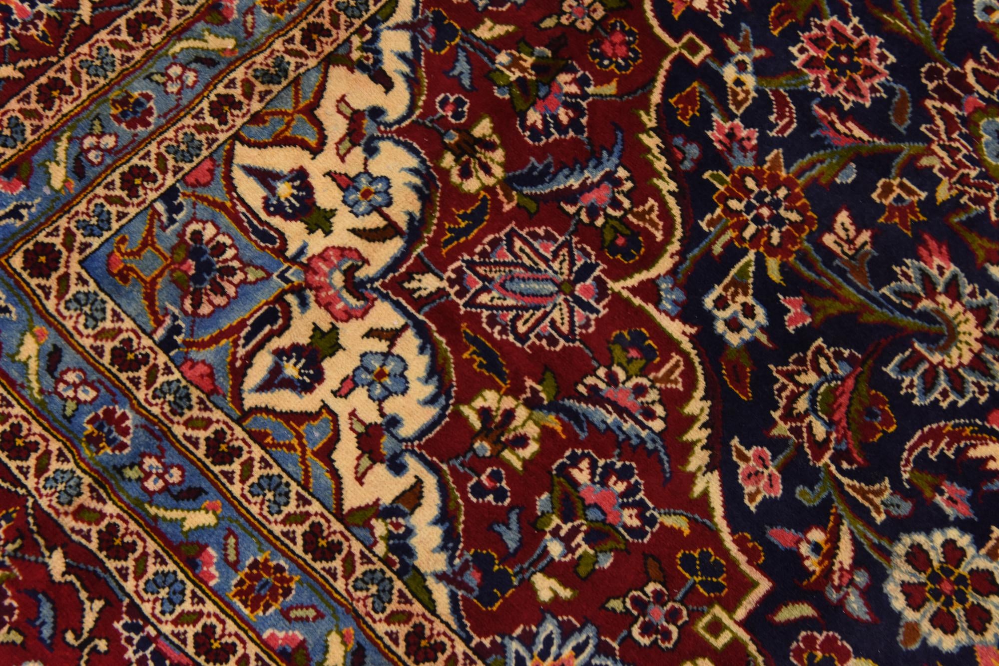 9' 10 x 13' 6 Hand Knotted Kashan Persian Wool Rug