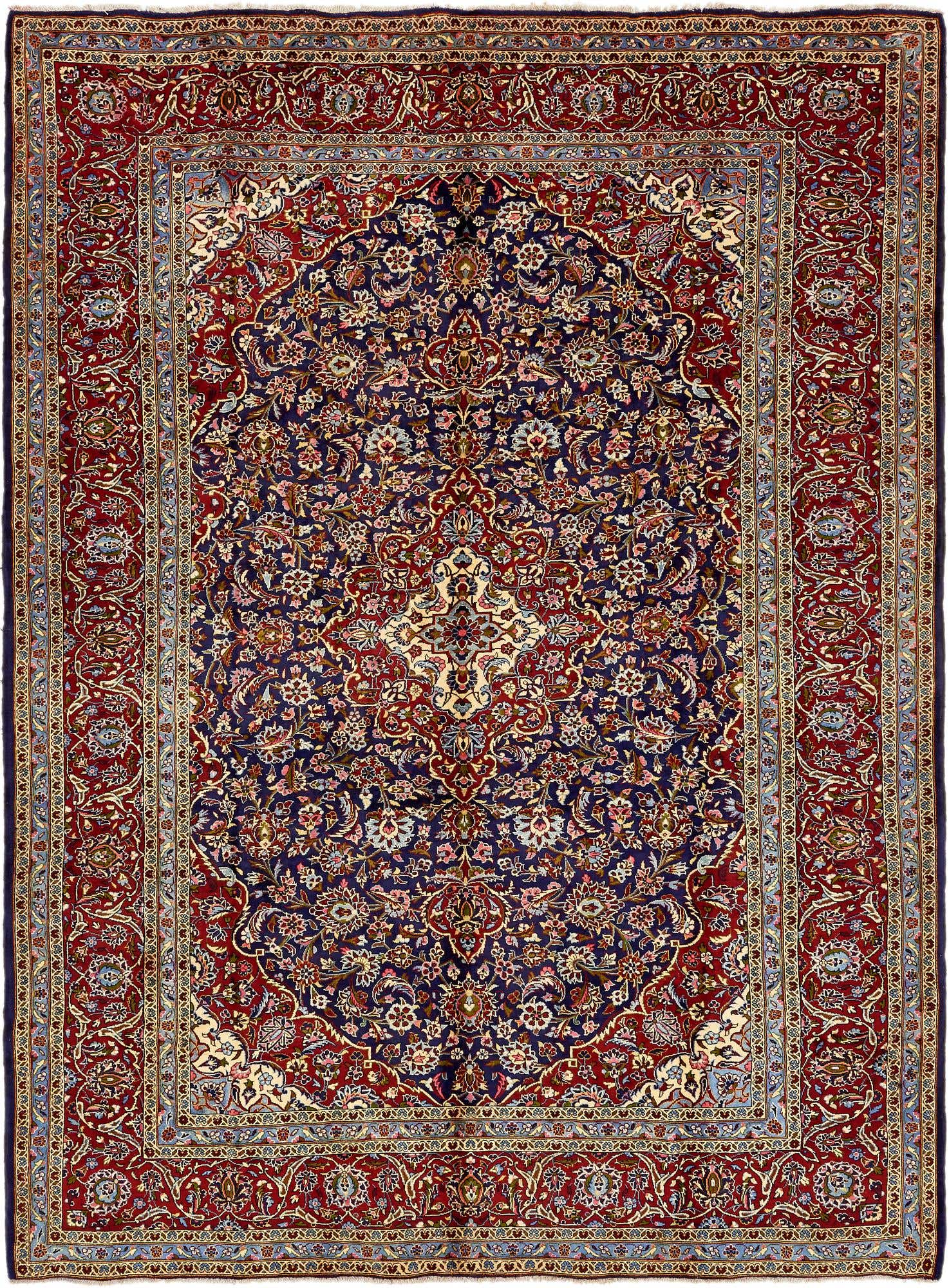 9' 10 x 13' 6 Hand Knotted Kashan Persian Wool Rug
