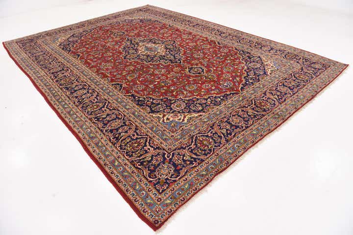 9' 9 x 13' 2 Hand Knotted Kashan Persian Wool Rug