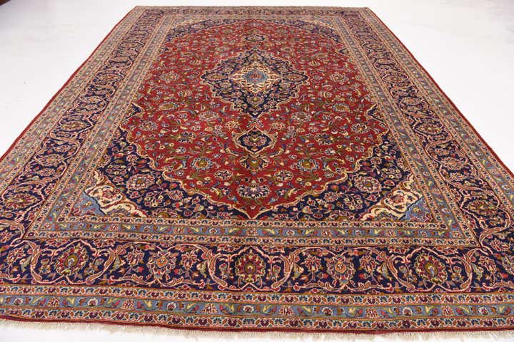 9' 9 x 13' 2 Hand Knotted Kashan Persian Wool Rug