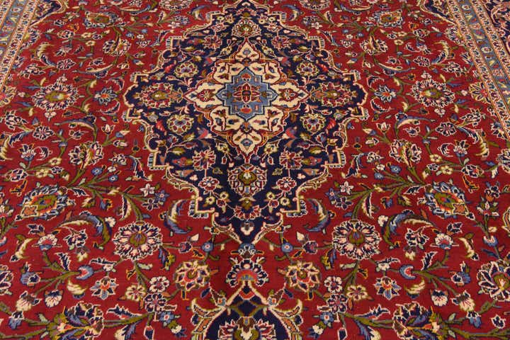 9' 9 x 13' 2 Hand Knotted Kashan Persian Wool Rug