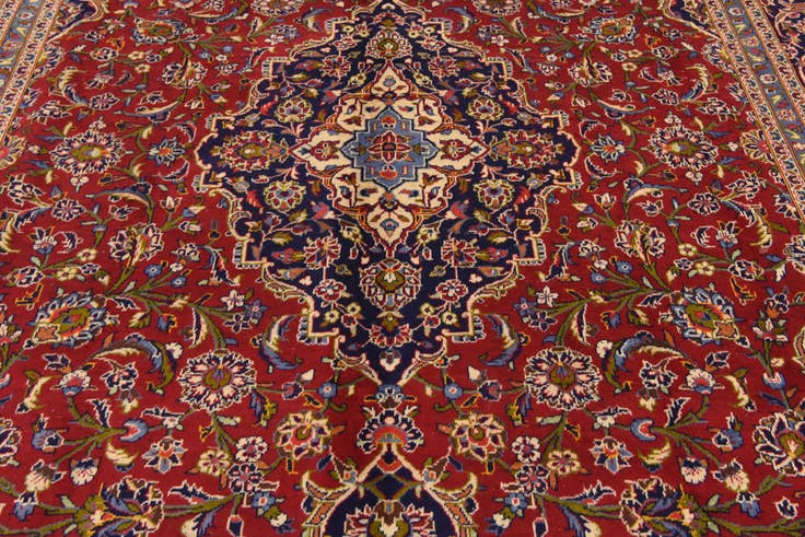 Detail image of 9' 9 x 13' 2 Hand Knotted Kashan Persian Wool Rug