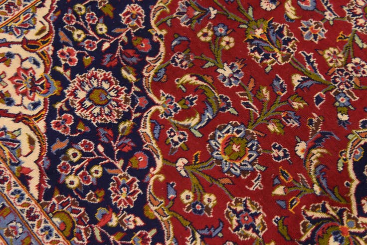 Detail image of 9' 9 x 13' 2 Hand Knotted Kashan Persian Wool Rug