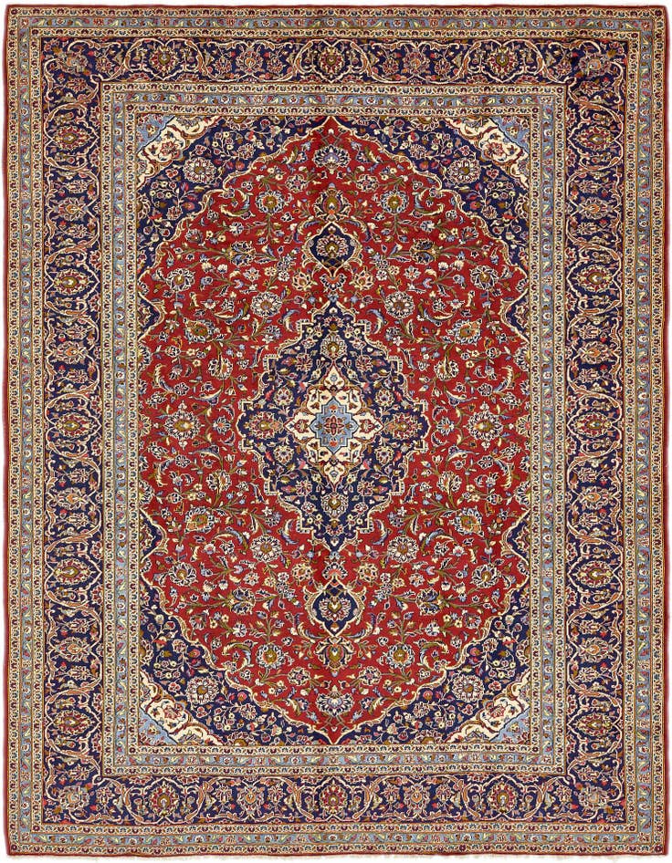 Detail image of 9' 9 x 13' 2 Hand Knotted Kashan Persian Wool Rug