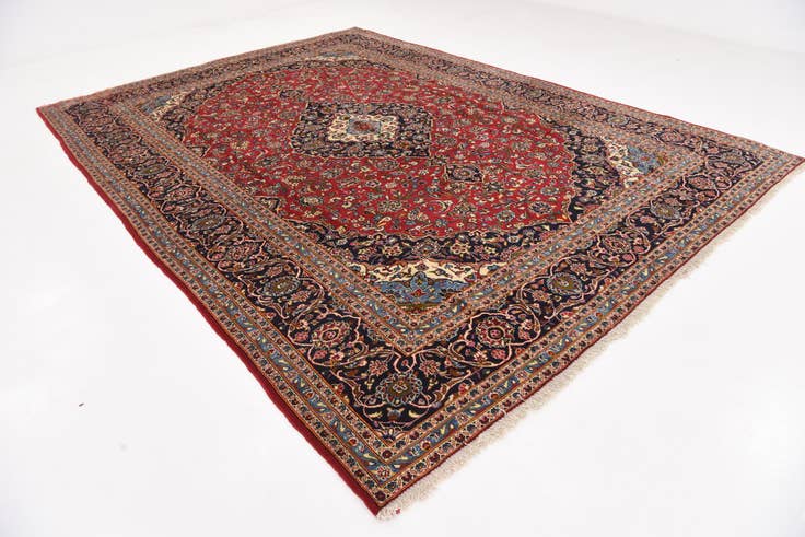 Detail image of 9' 8 x 13' 4 Hand Knotted Kashan Persian Wool Rug