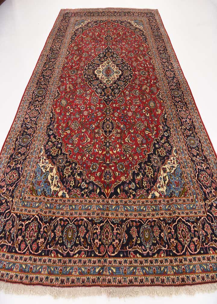 9' 8 x 13' 4 Hand Knotted Kashan Persian Wool Rug