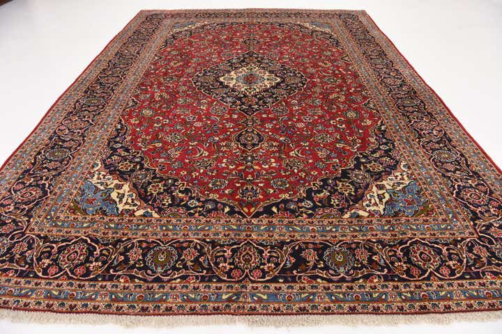9' 8 x 13' 4 Hand Knotted Kashan Persian Wool Rug
