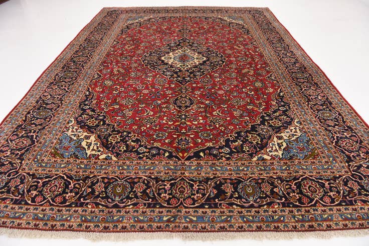 Detail image of 9' 8 x 13' 4 Hand Knotted Kashan Persian Wool Rug