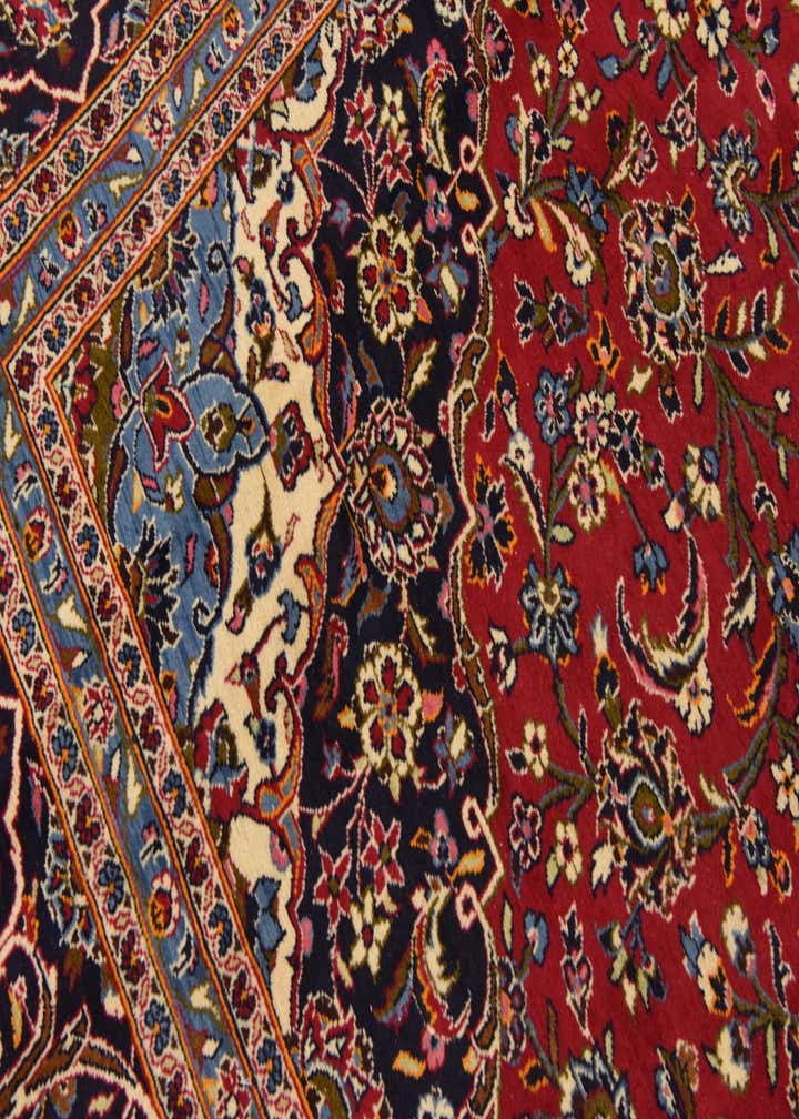 9' 8 x 13' 4 Hand Knotted Kashan Persian Wool Rug