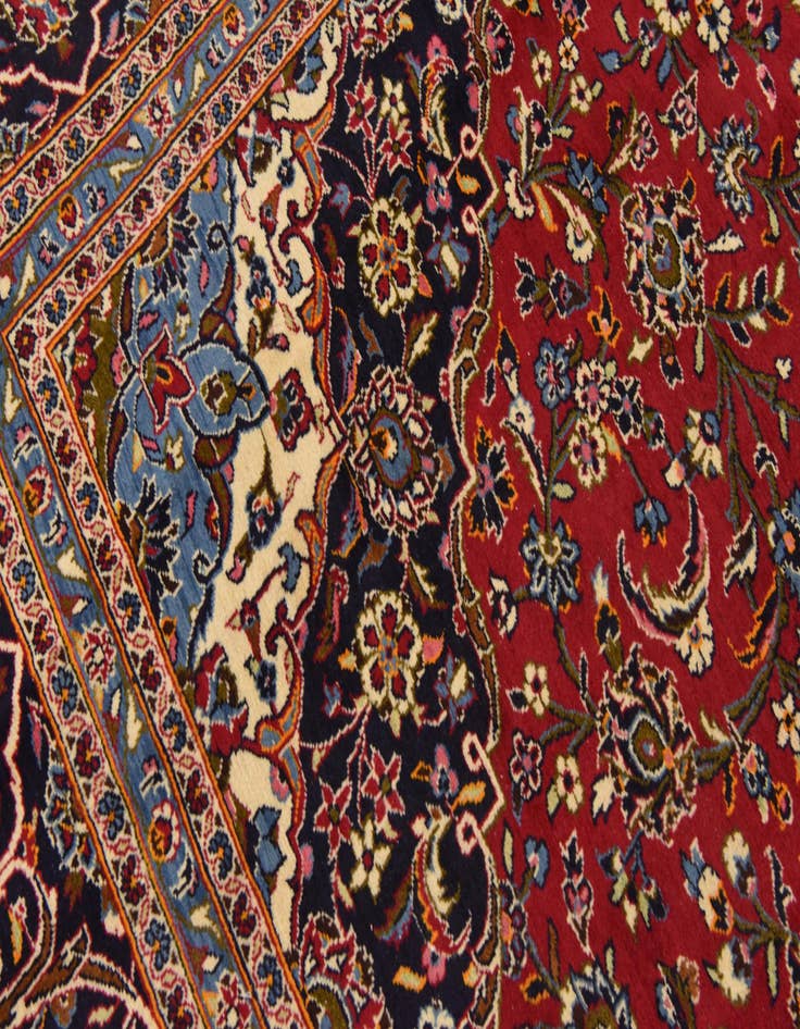 Detail image of 9' 8 x 13' 4 Hand Knotted Kashan Persian Wool Rug