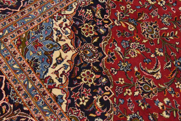 9' 8 x 13' 4 Hand Knotted Kashan Persian Wool Rug