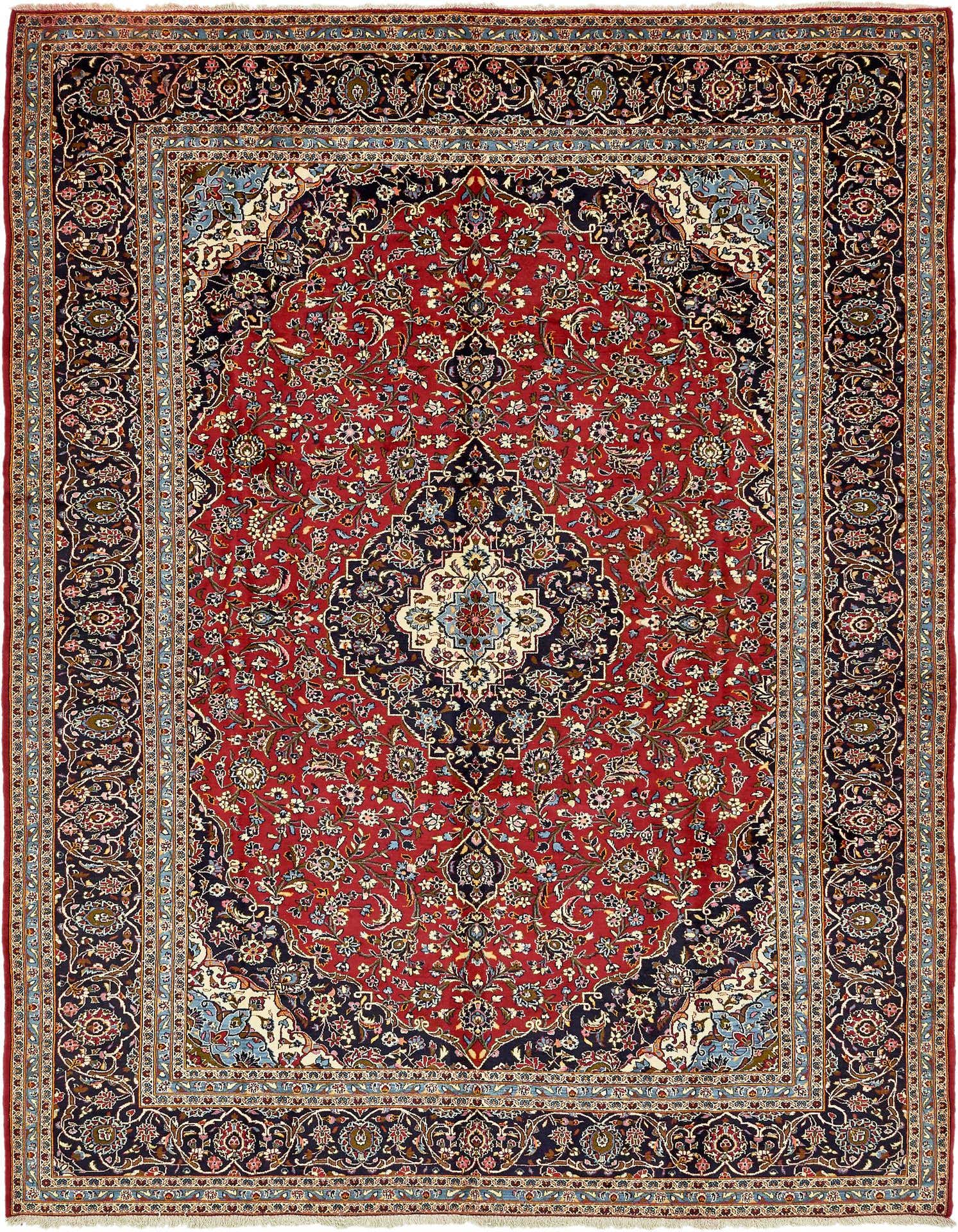 9' 8 x 13' 4 Hand Knotted Kashan Persian Wool Rug