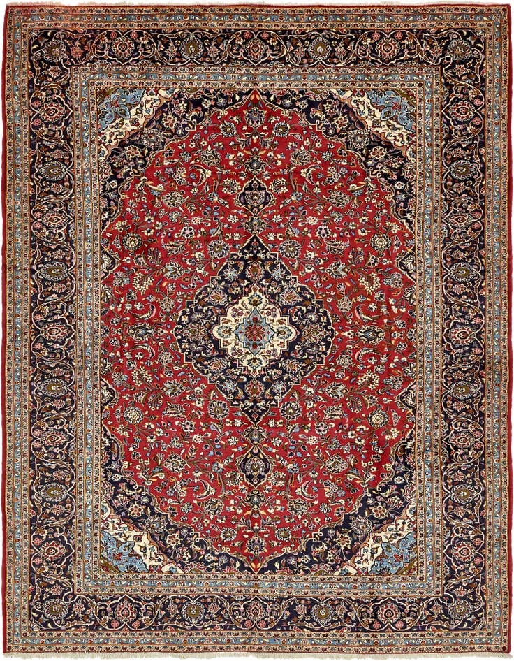 Detail image of 9' 8 x 13' 4 Hand Knotted Kashan Persian Wool Rug