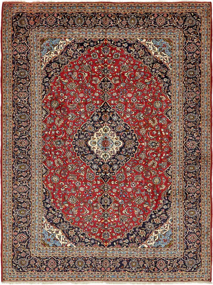 9' 8 x 13' 4 Hand Knotted Kashan Persian Wool Rug