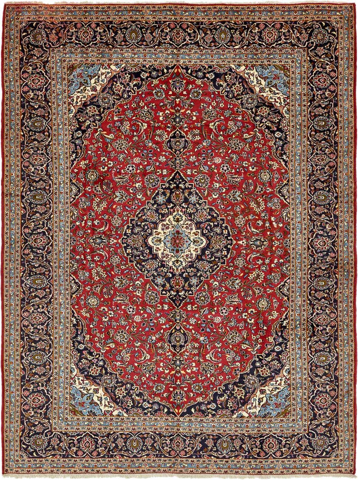 Detail image of 9' 8 x 13' 4 Hand Knotted Kashan Persian Wool Rug