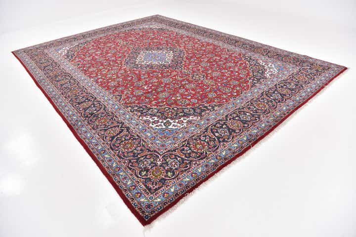 9' 9 x 13' Hand Knotted Kashan Persian Wool Rug