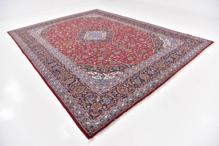 Detail image of 9' 9 x 13' Hand Knotted Kashan Persian Wool Rug