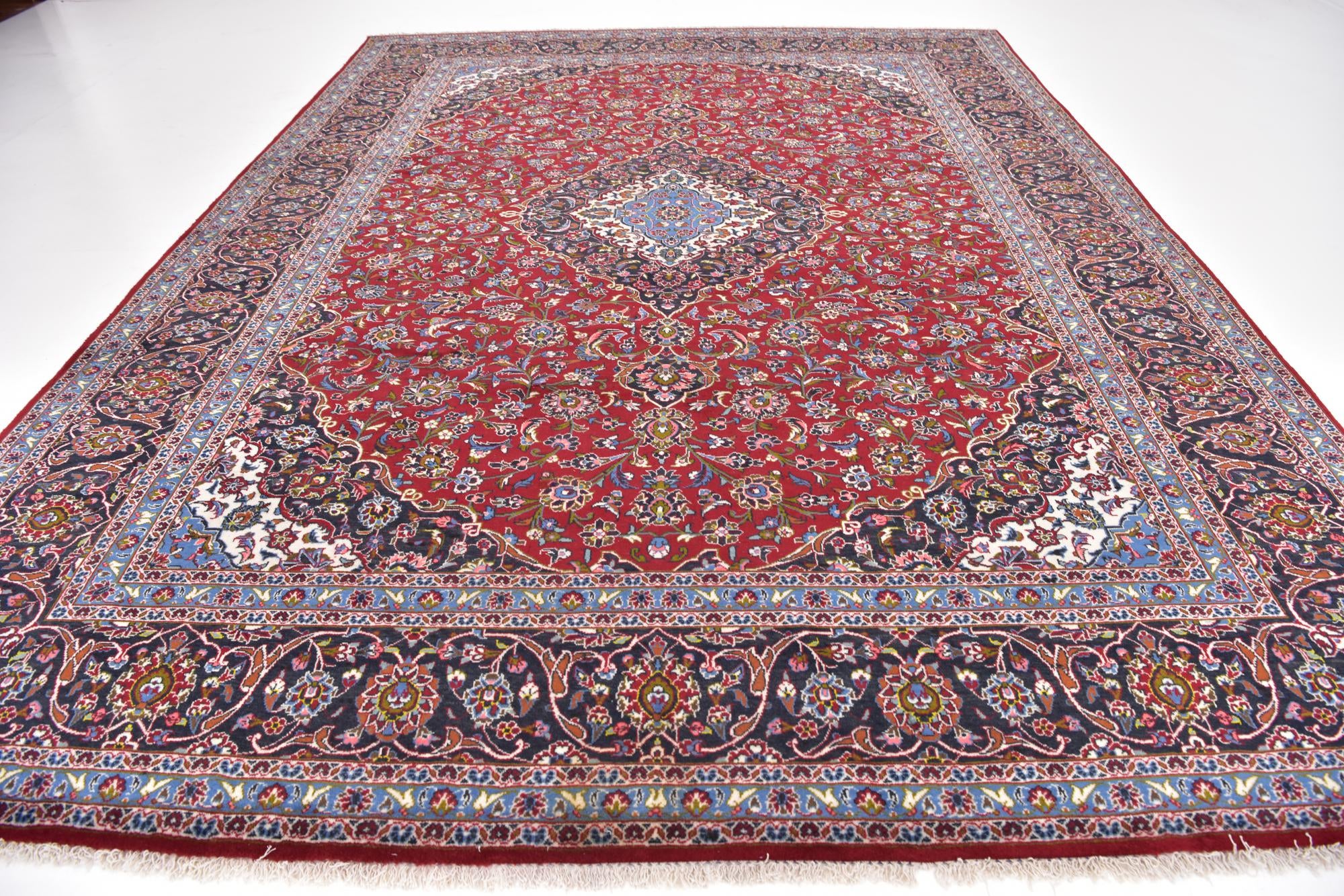 9' 9 x 13' Hand Knotted Kashan Persian Wool Rug