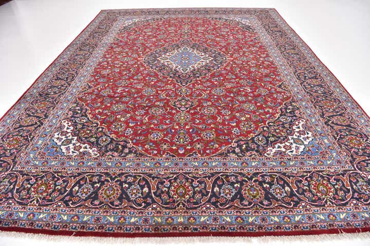 9' 9 x 13' Hand Knotted Kashan Persian Wool Rug