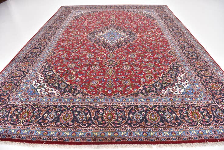 Detail image of 9' 9 x 13' Hand Knotted Kashan Persian Wool Rug