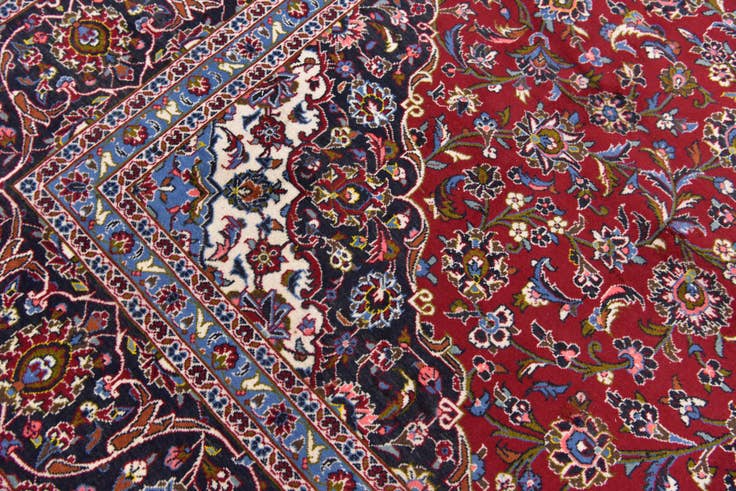 Detail image of 9' 9 x 13' Hand Knotted Kashan Persian Wool Rug