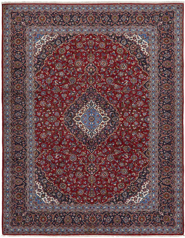 Detail image of 9' 9 x 13' Hand Knotted Kashan Persian Wool Rug