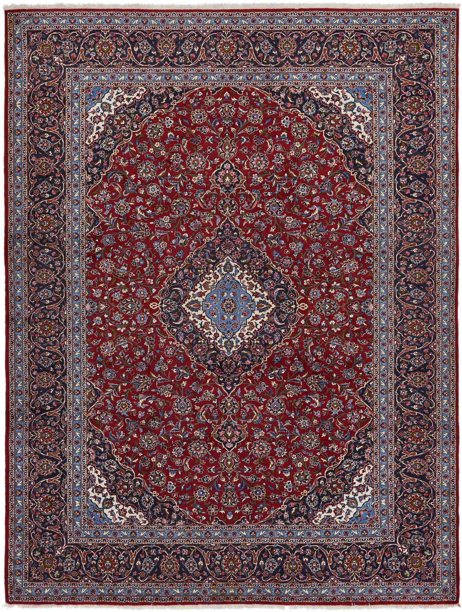 9' 9 x 13' Hand Knotted Kashan Persian Wool Rug