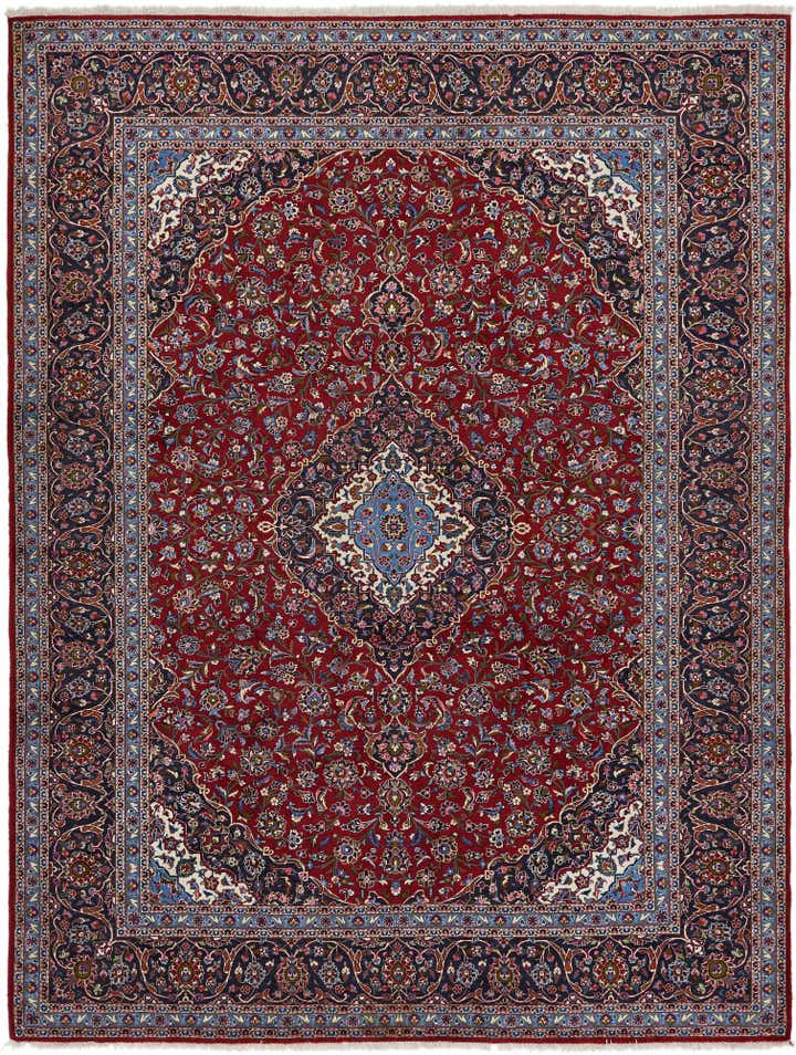 9' 9 x 13' Hand Knotted Kashan Persian Wool Rug