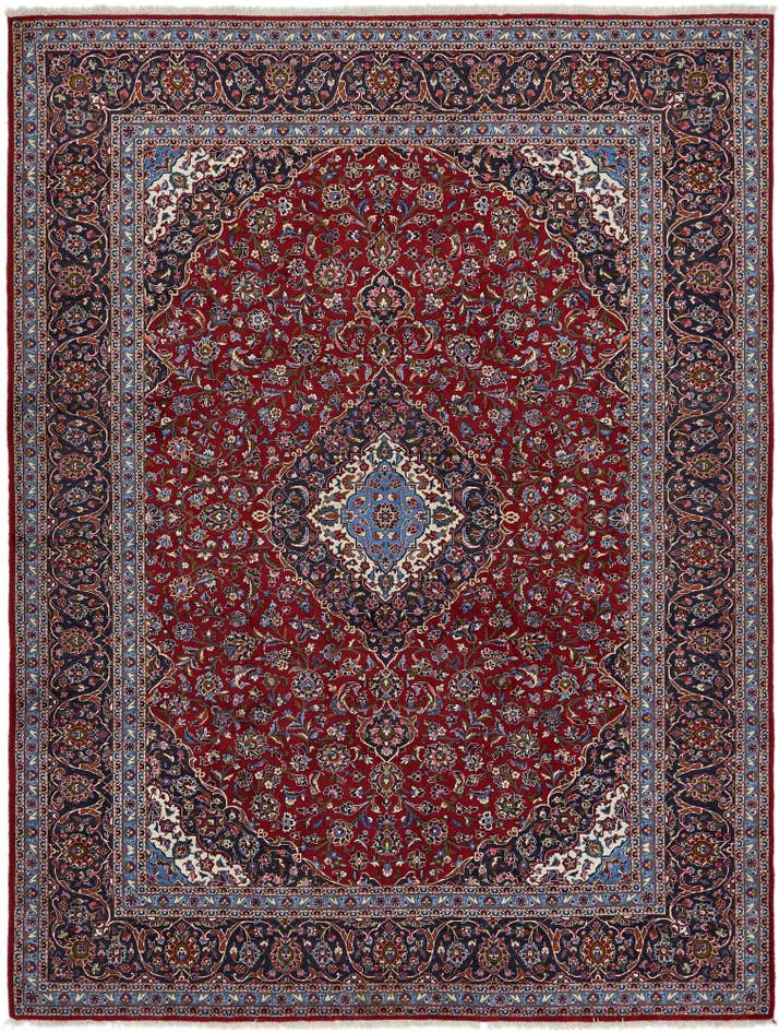 Detail image of 9' 9 x 13' Hand Knotted Kashan Persian Wool Rug