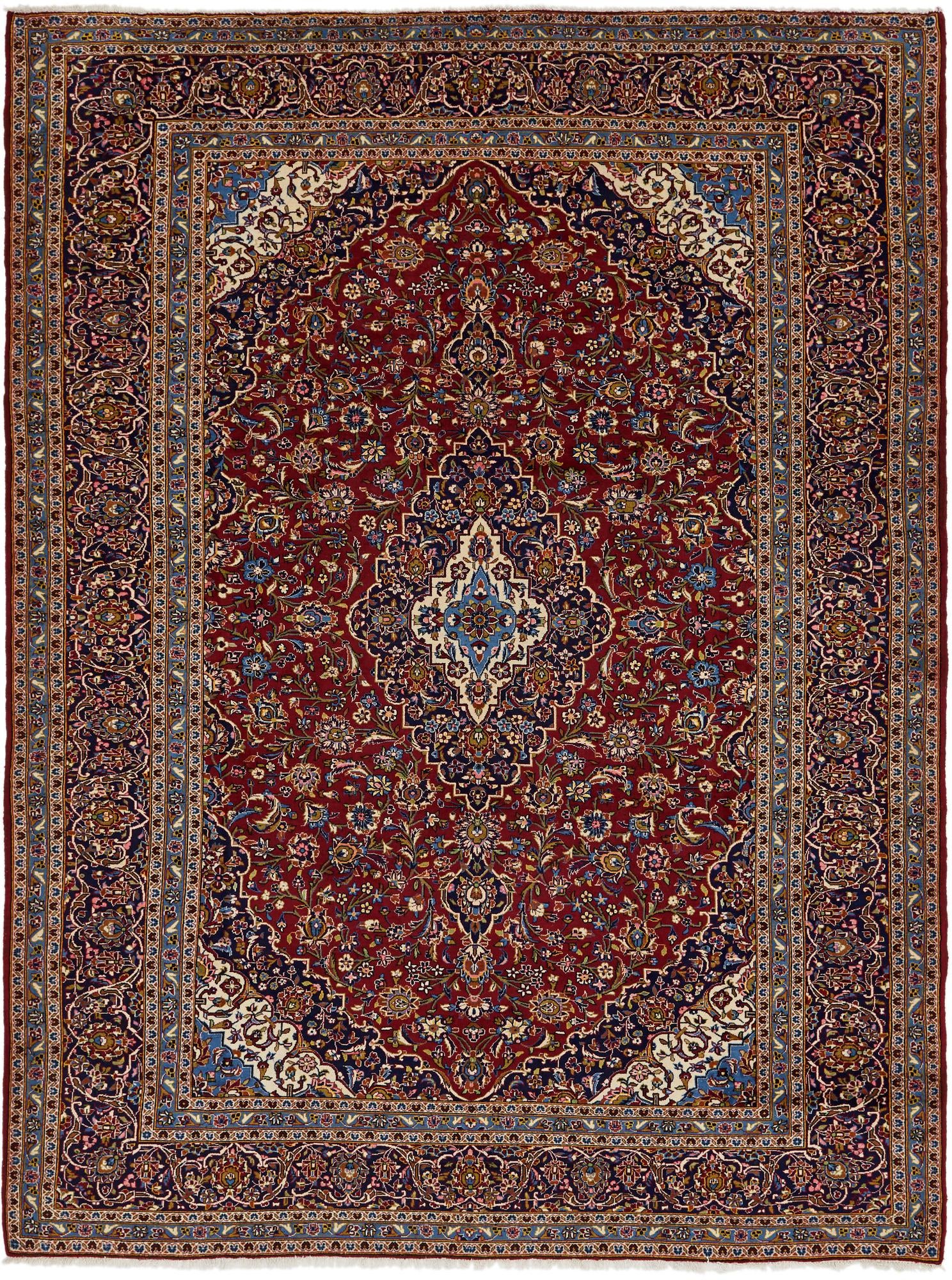 9' 10 x 13' 2 Hand Knotted Kashan Persian Wool Rug