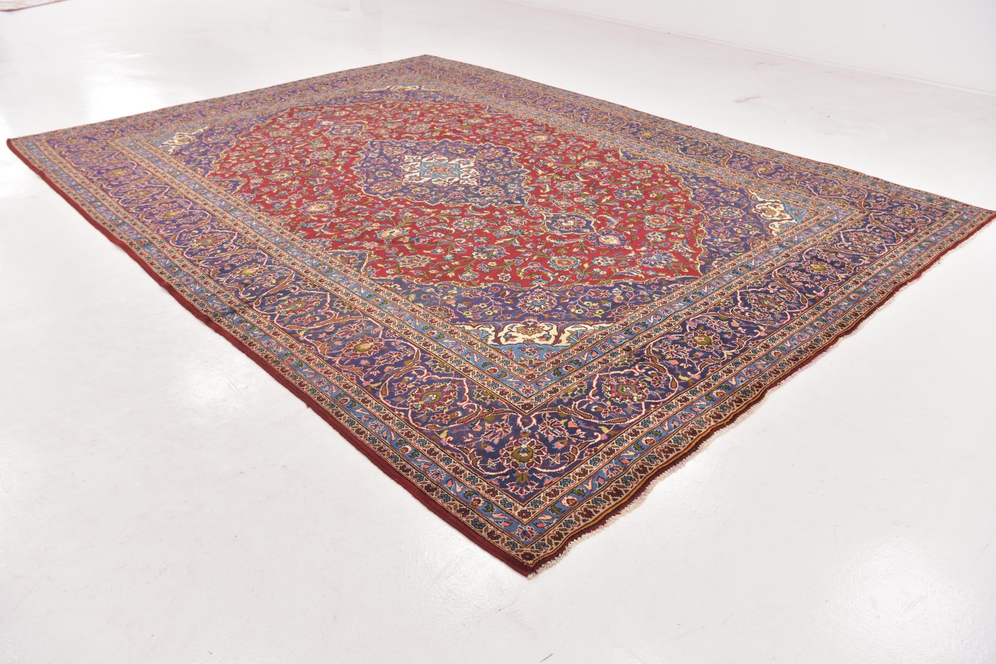 9' 9 x 13' 3 Hand Knotted Kashan Persian Wool Rug