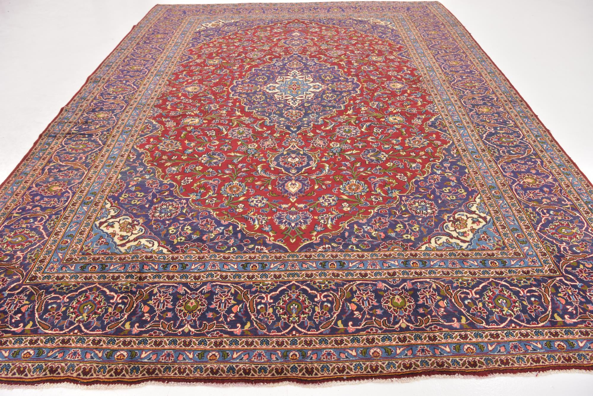 9' 9 x 13' 3 Hand Knotted Kashan Persian Wool Rug