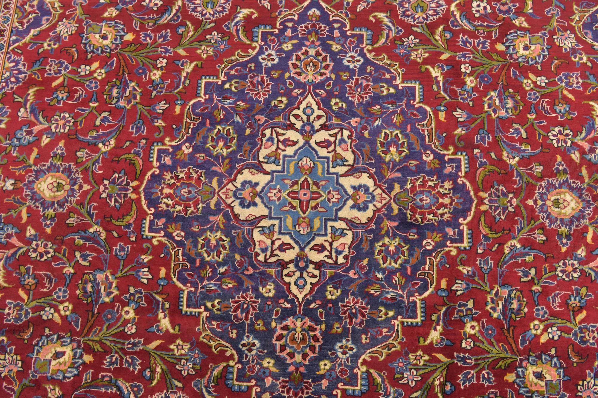 9' 9 x 13' 3 Hand Knotted Kashan Persian Wool Rug