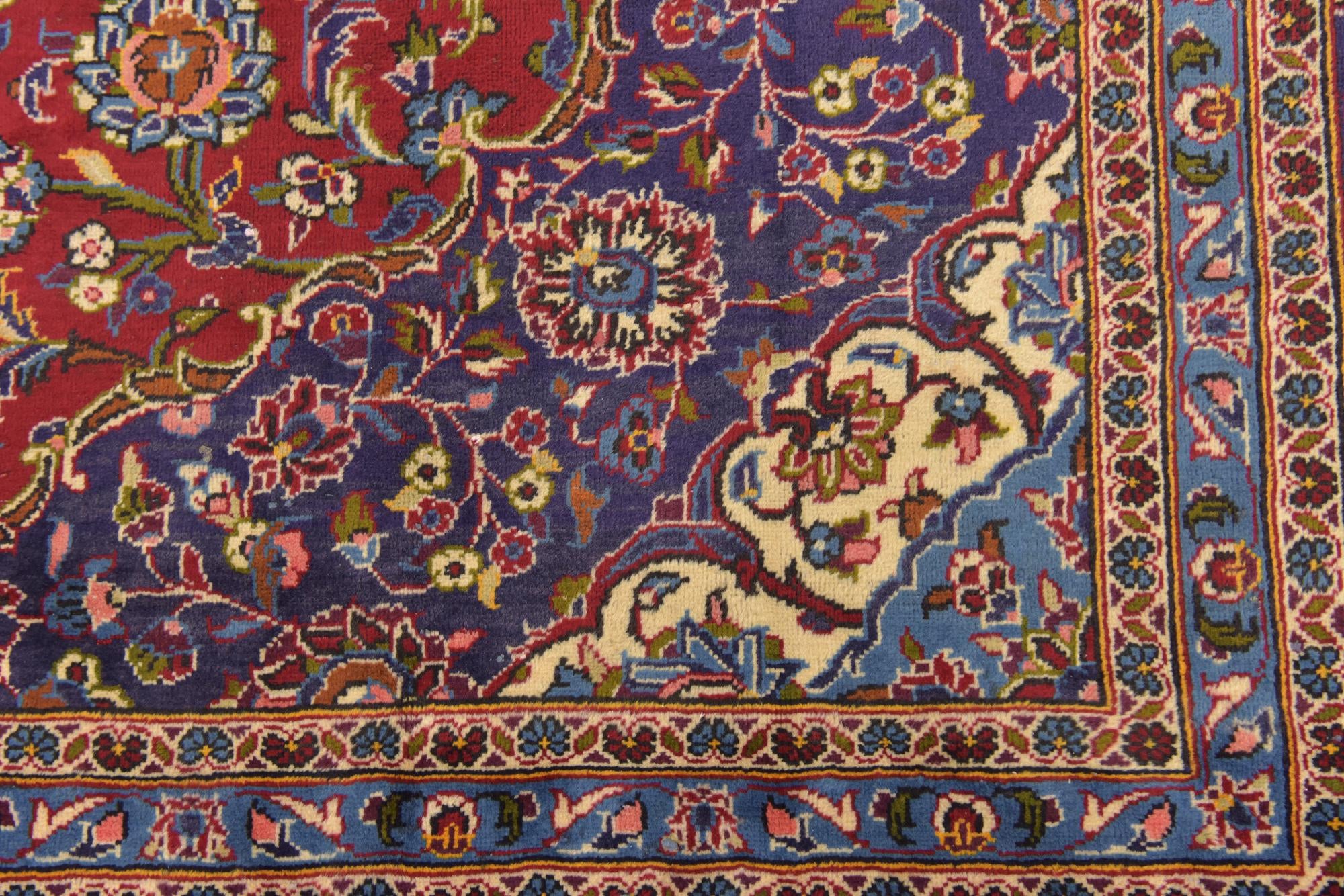 9' 9 x 13' 3 Hand Knotted Kashan Persian Wool Rug