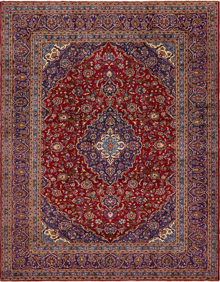 Detail image of 9' 9 x 13' 3 Hand Knotted Kashan Persian Wool Rug