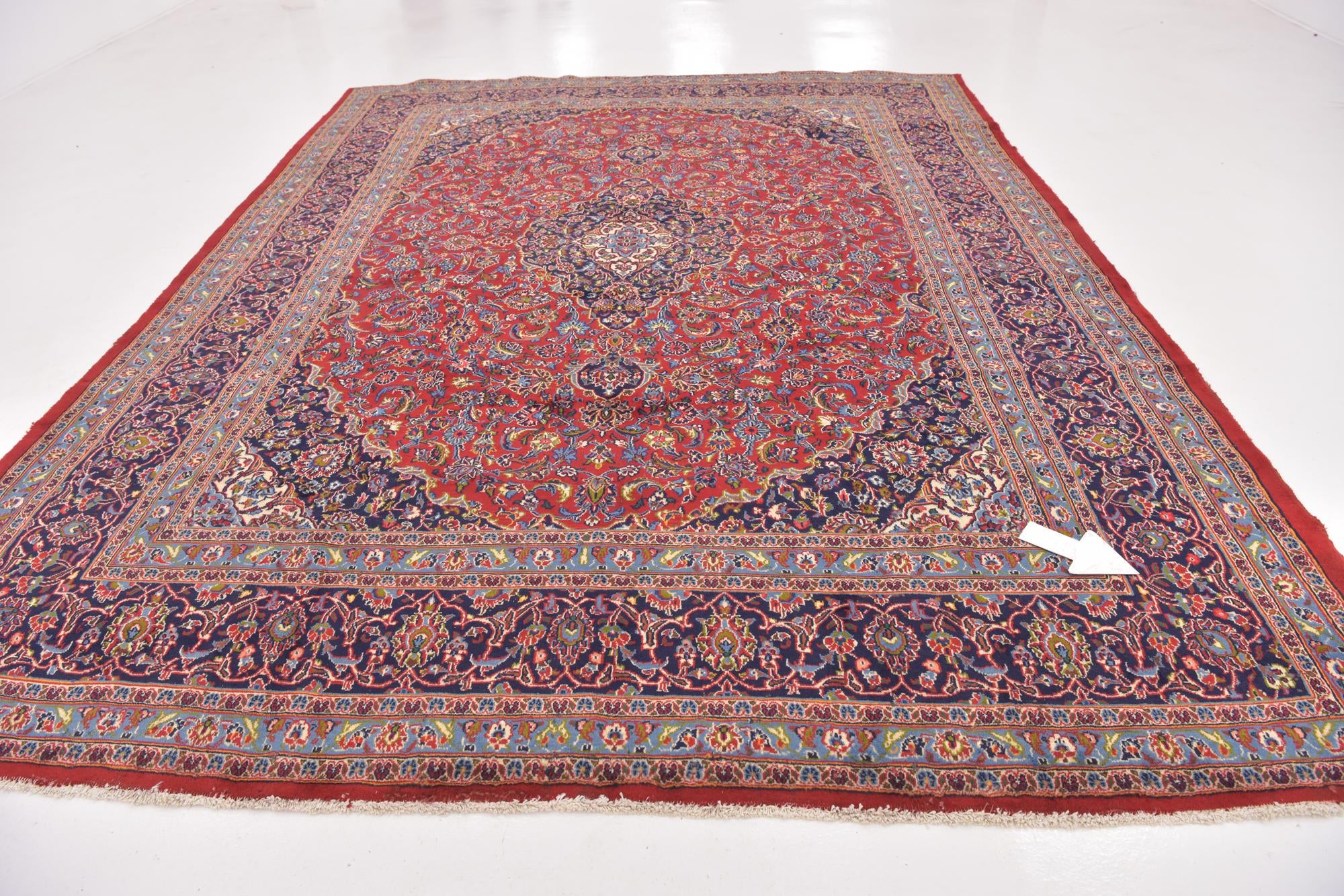 9' 8 x 12' 9 Hand Knotted Kashan Persian Wool Rug