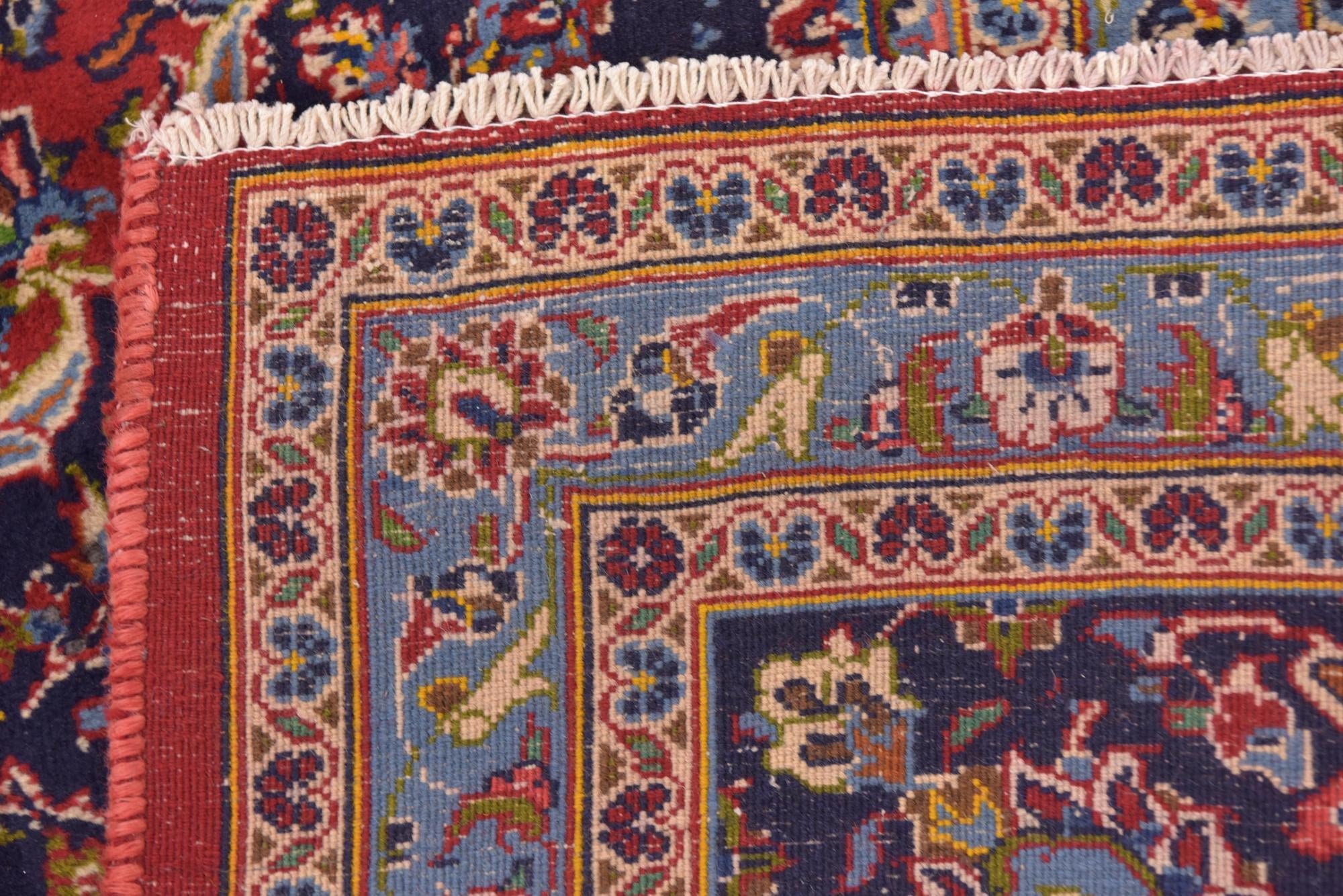 9' 8 x 12' 9 Hand Knotted Kashan Persian Wool Rug