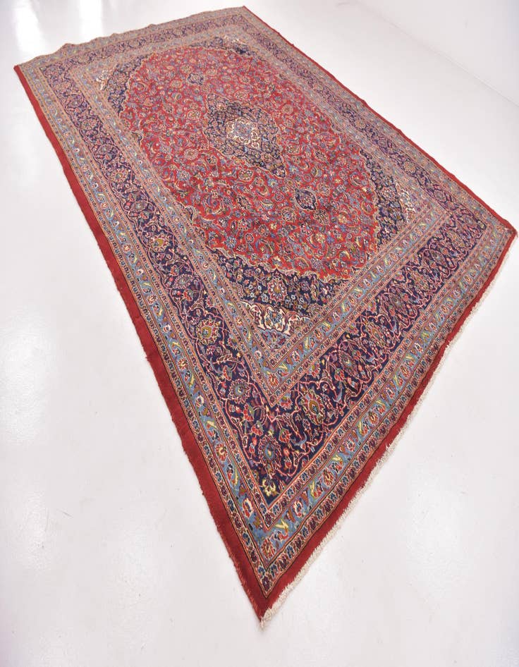Detail image of 9' 8 x 12' 9 Hand Knotted Kashan Persian Wool Rug