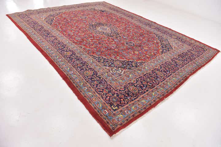 9' 8 x 12' 9 Hand Knotted Kashan Persian Wool Rug