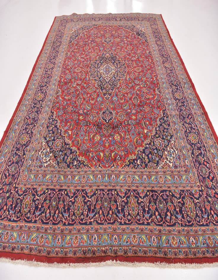 Detail image of 9' 8 x 12' 9 Hand Knotted Kashan Persian Wool Rug