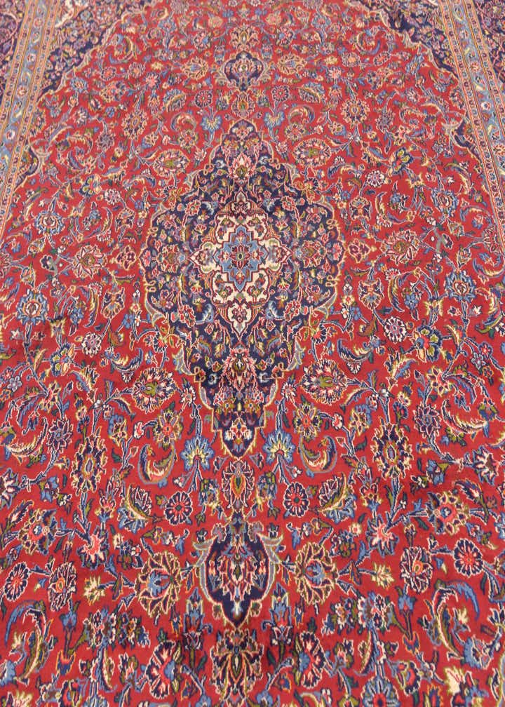 9' 8 x 12' 9 Hand Knotted Kashan Persian Wool Rug